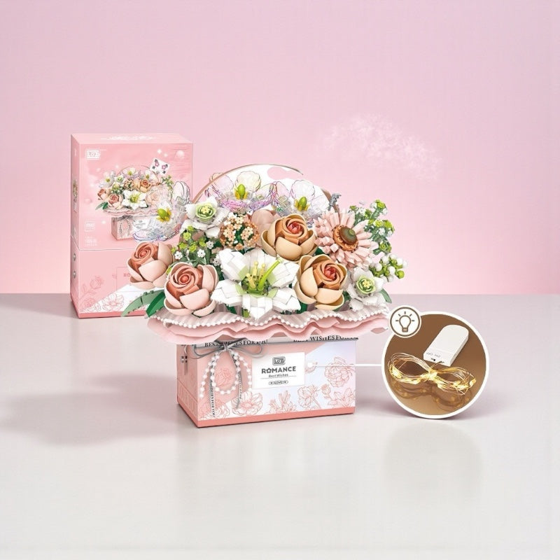 Bouquet Basket with Fairy Lights