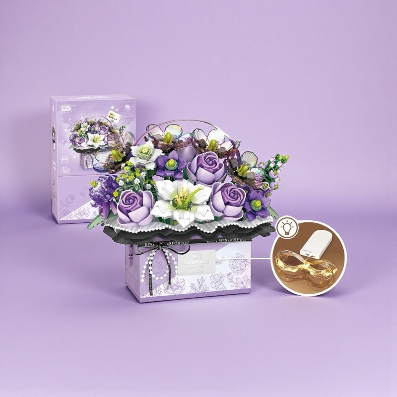 Bouquet Basket with Fairy Lights