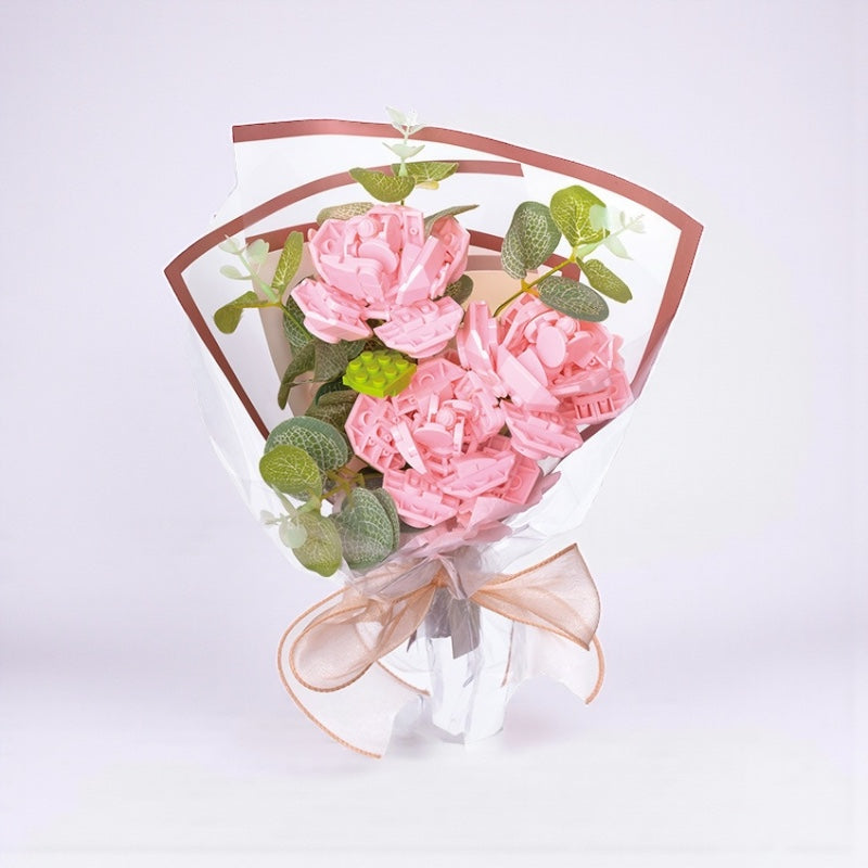 Pink Roses in Cellophane Wrap
